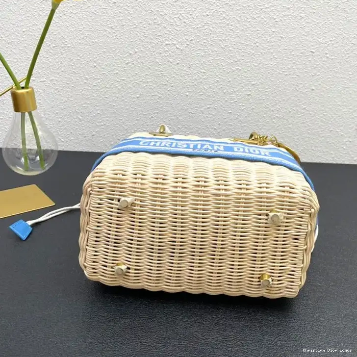 Cheap Motif Medium Wicker Light Lady and Dior Bag Blue Canvas Oblique 0630 Luxury